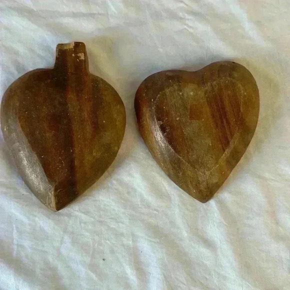 Vtg Mid Century Modern Monkey Pod Wood Leaf Dish Decorative Bowl set - Picture 3 of 5